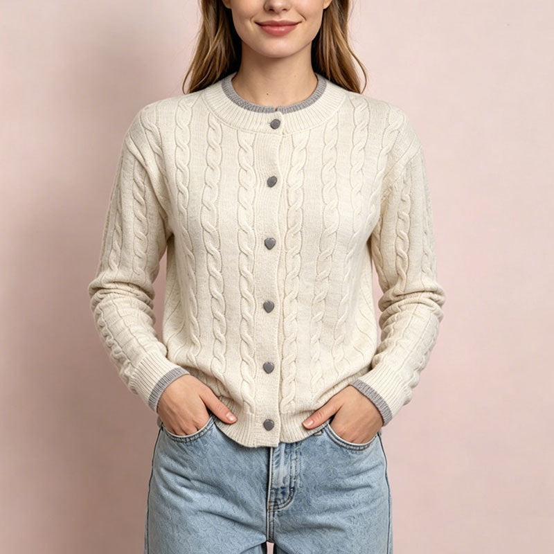 Autumn Sweater With Color-block Design Round Neck And Long Sleeves