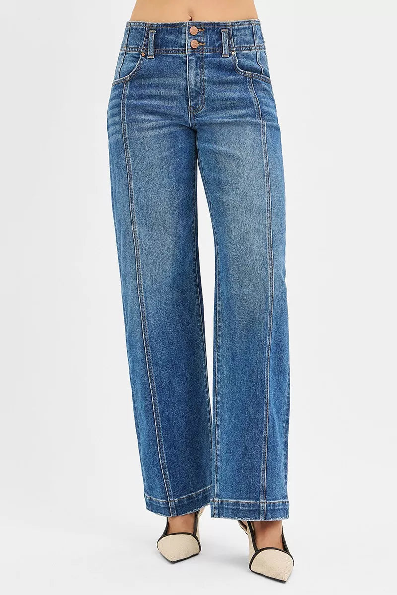 RISEN Jeans Anchos Holgados de Tiro Medio