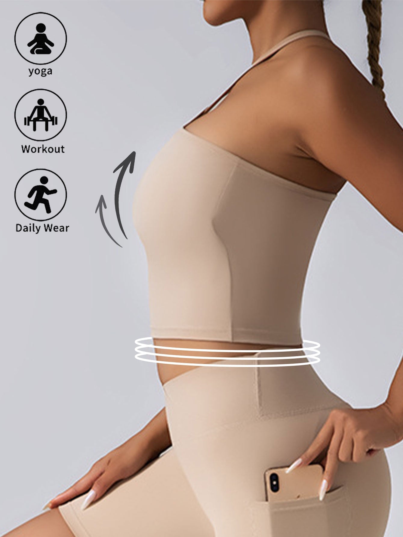 Top Corto con Almohadillas Incorporadas Sujetadores Deportivos para Mujer