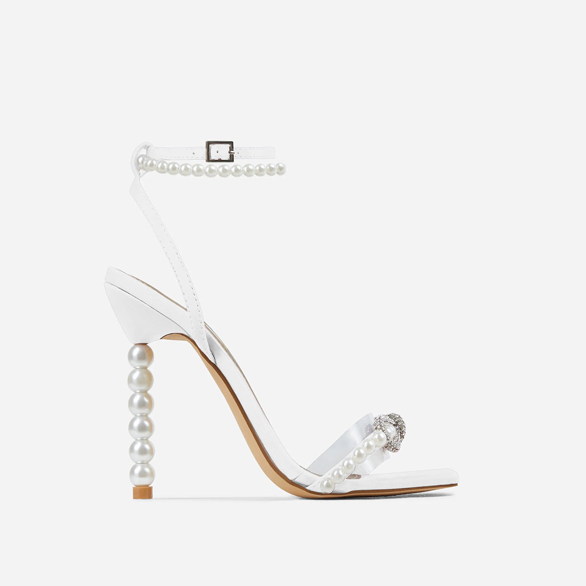 Women's Square-Toe Stiletto Heels with Rhinestone Bow and