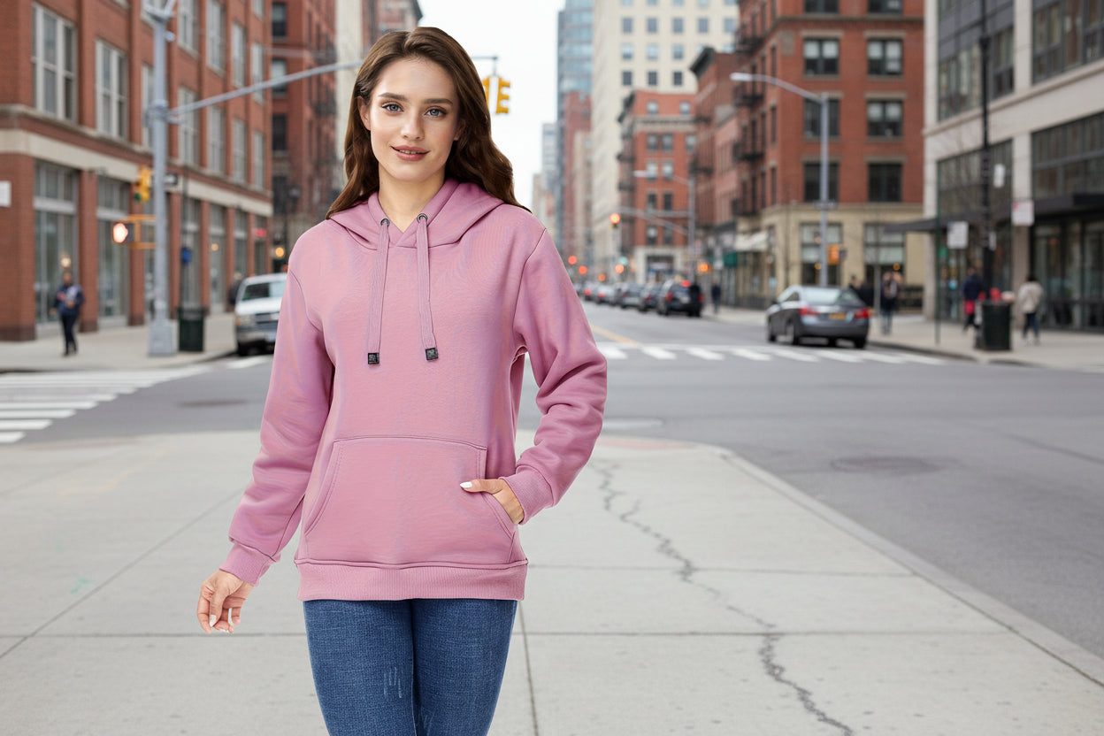 🖤 Sudadera con capucha de terciopelo de invierno para mujer — Sudadera cálida de color liso