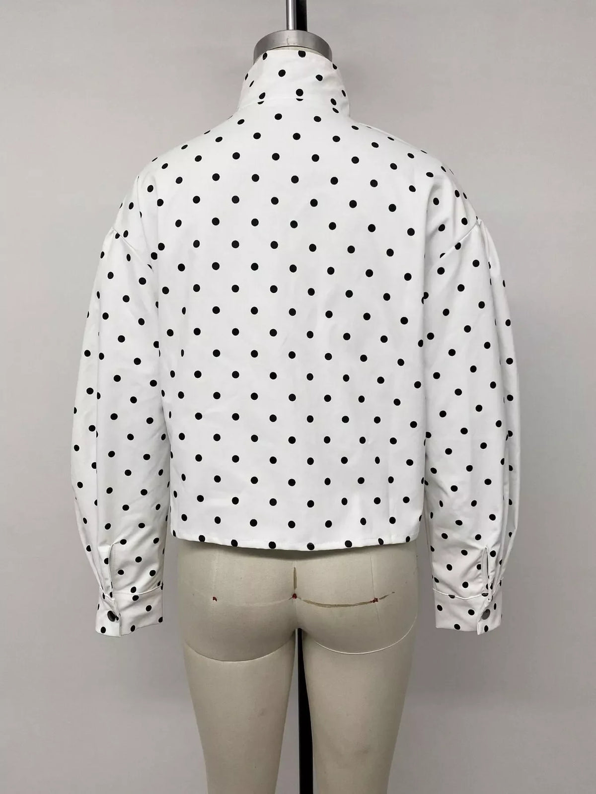 Polka Dot Zip Up Cropped Jacket