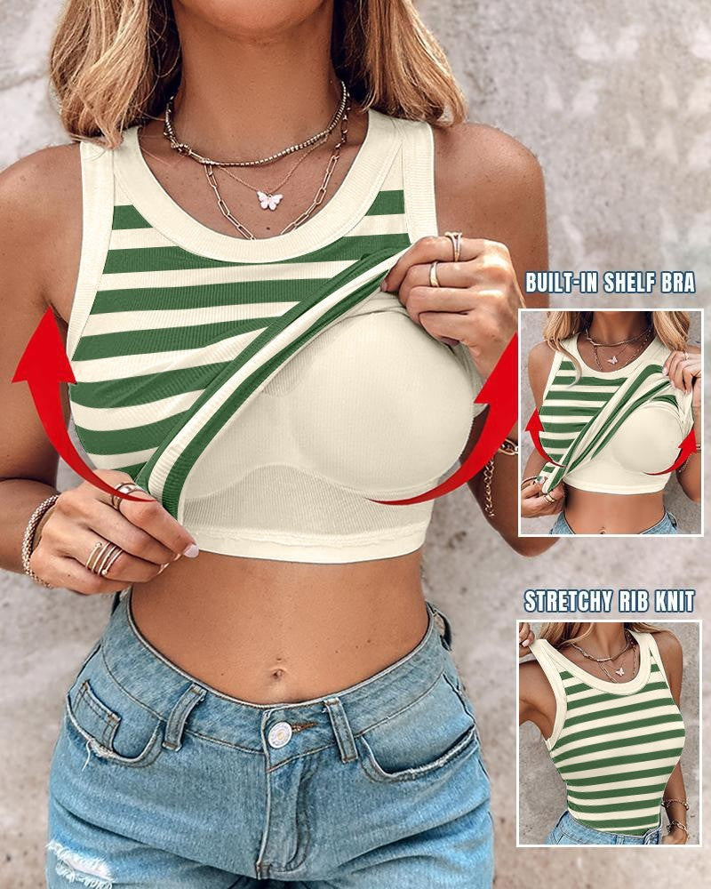 Chaleco Fino de Rayas para Mujer con Bralette – Top sin Mangas Elegante