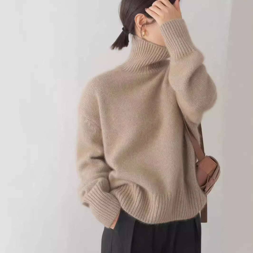 High-neck Women's Loose Versatile Knit Pullover Sweater