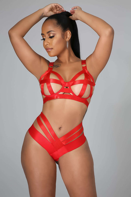 Conjunto de peluche Fasheabe Feeling Sexy - Rojo