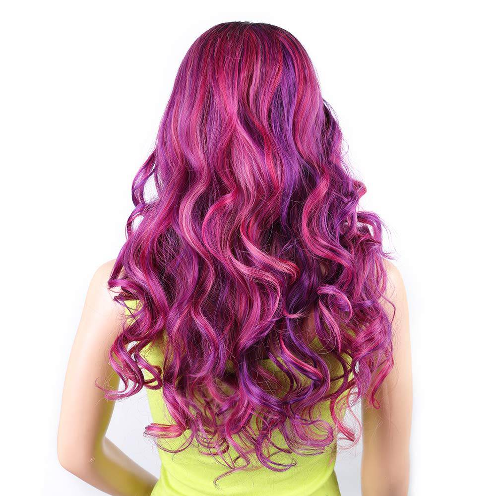 VIP Extensions Off Black to Purple Long Wavy Synthetic Fashion Wig