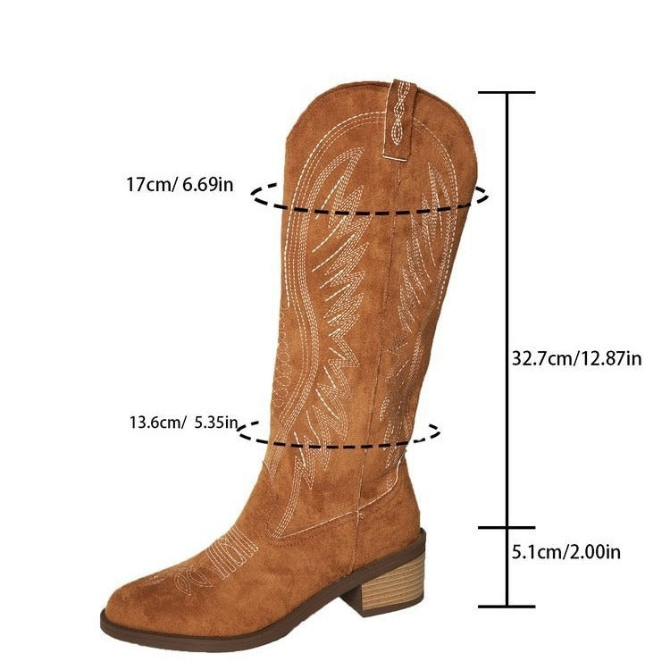 Women's Vintage Embroidered V-Cut Martin Boots