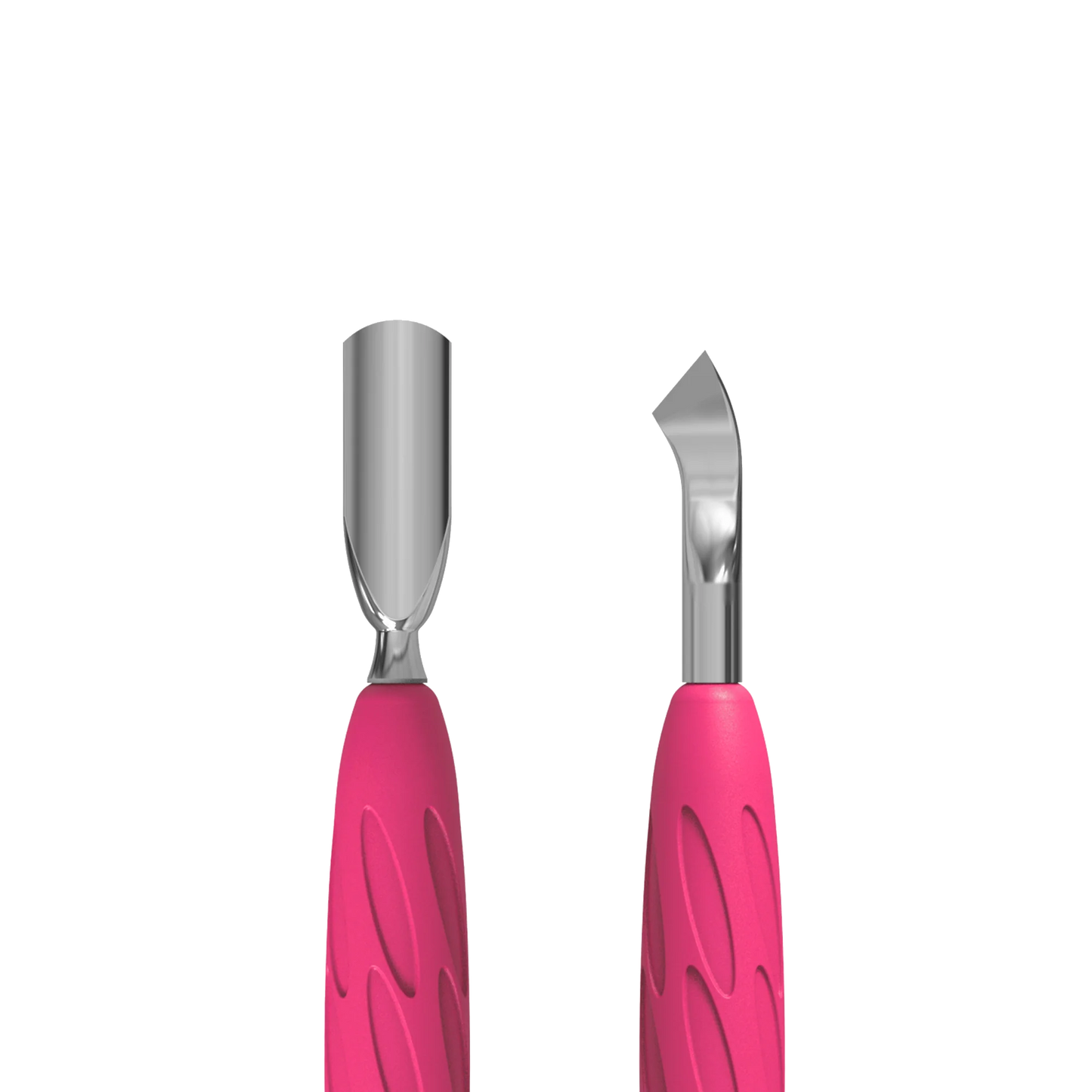 Manicure Pusher With Silicone Handle "Gummy" UNIQ 10 TYPE 4.2 (Narrow Rounded Pusher + Bent Blade) -PQ-10/4.2- STALEKS