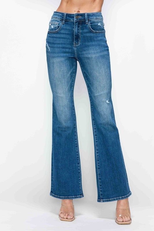 bytos Jeans Acampanados de Tiro Alto con Bolsillos