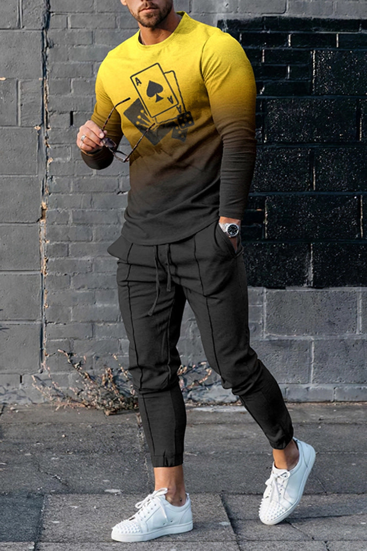 Traje de hombre deportivo informal de manga larga multicolor europeo y americano