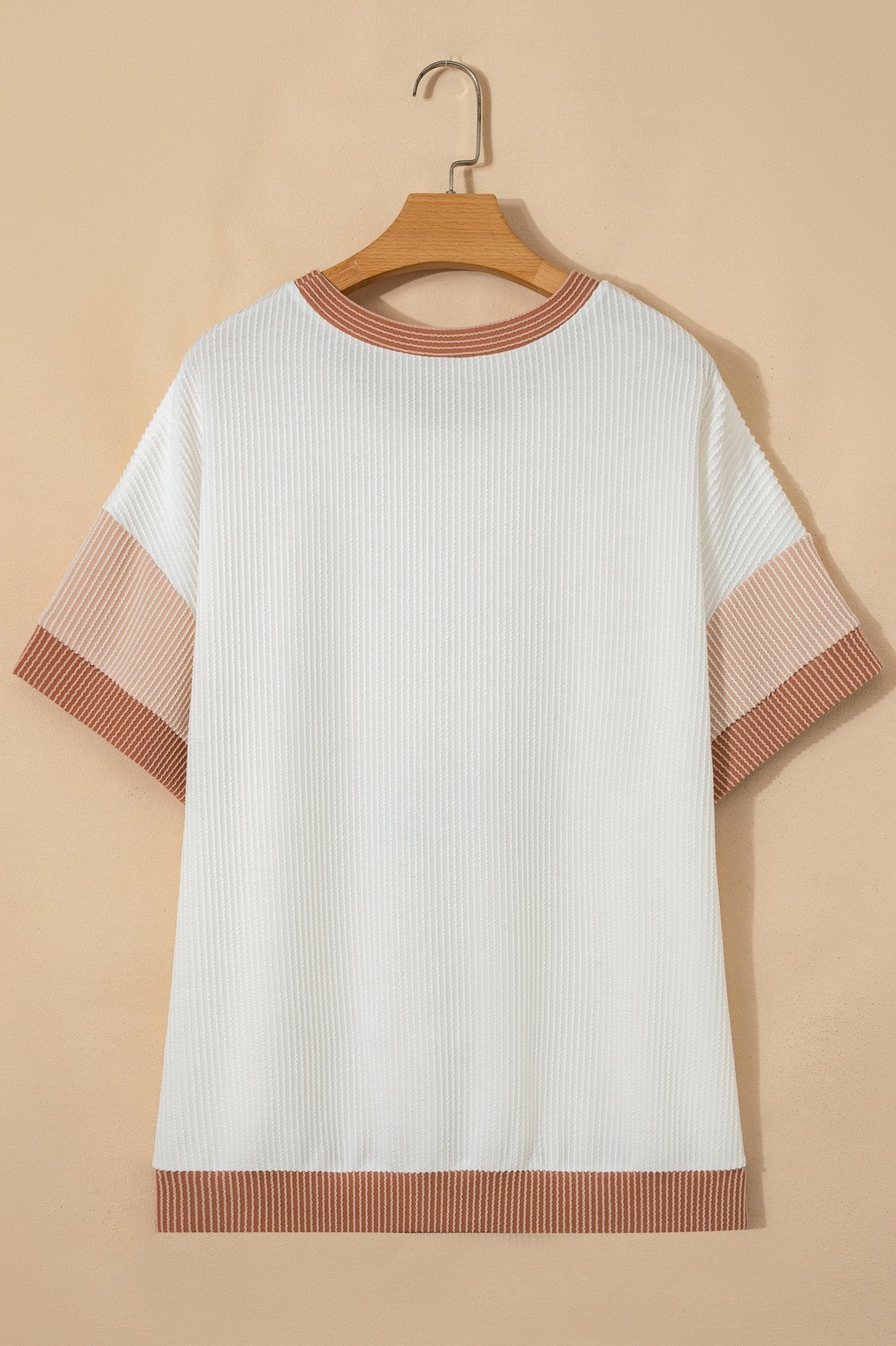 Top acanalado de talla grande con aplique de lazo albaricoque