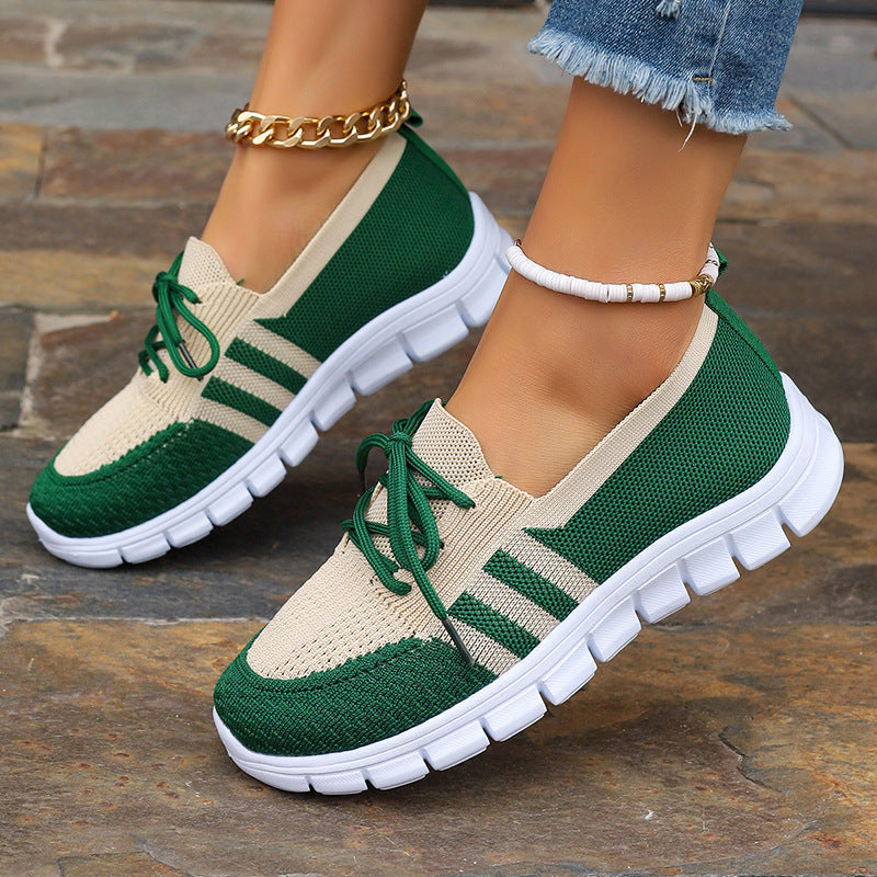 Women's Fly Woven Mesh Casual Lace-Up Flats
