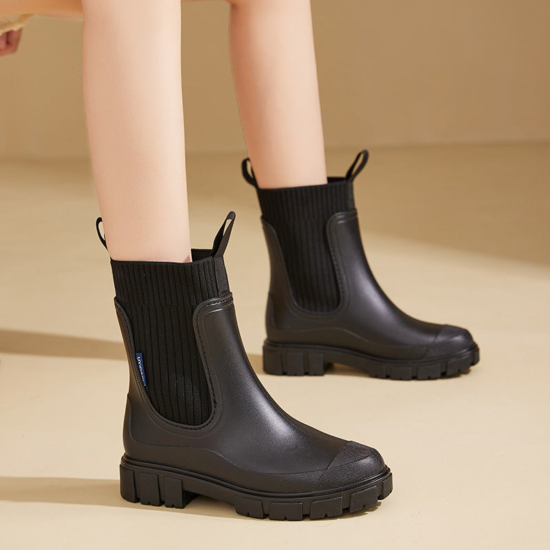 Botas de Lluvia Impermeables con Alza Interna para Mujer