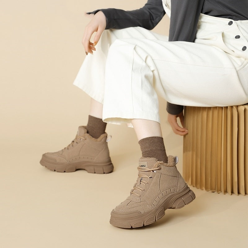 Women’s Velvet-Lined Thickened Snow Boots – Non-Slip Martin Style Winter Boots