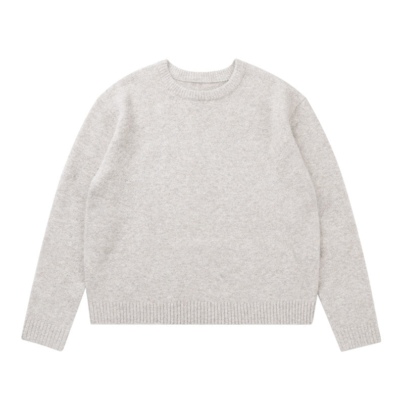 Stuffed Cotton Crewneck Wool Knit Sweater For Commuting