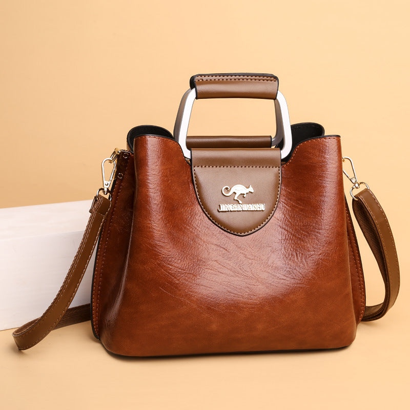 Large Capacity Soft Leather Shoulder Travel Bag