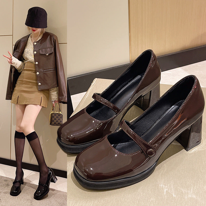 Women's Retro Medium Thick Heels Mary Jane Shoes