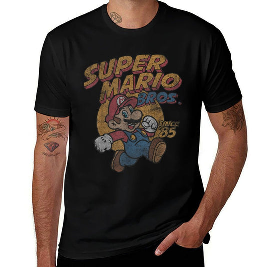 Camiseta de algodón con póster vintage de Super Mario Bros. desde el 85