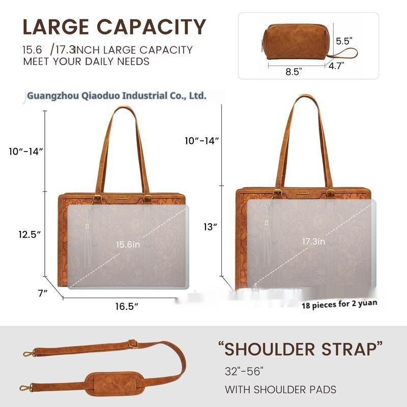 Women's Laptop Bag Vintage Leather Large Capacity