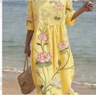 Women's Casual Printed Temperament Long Dress