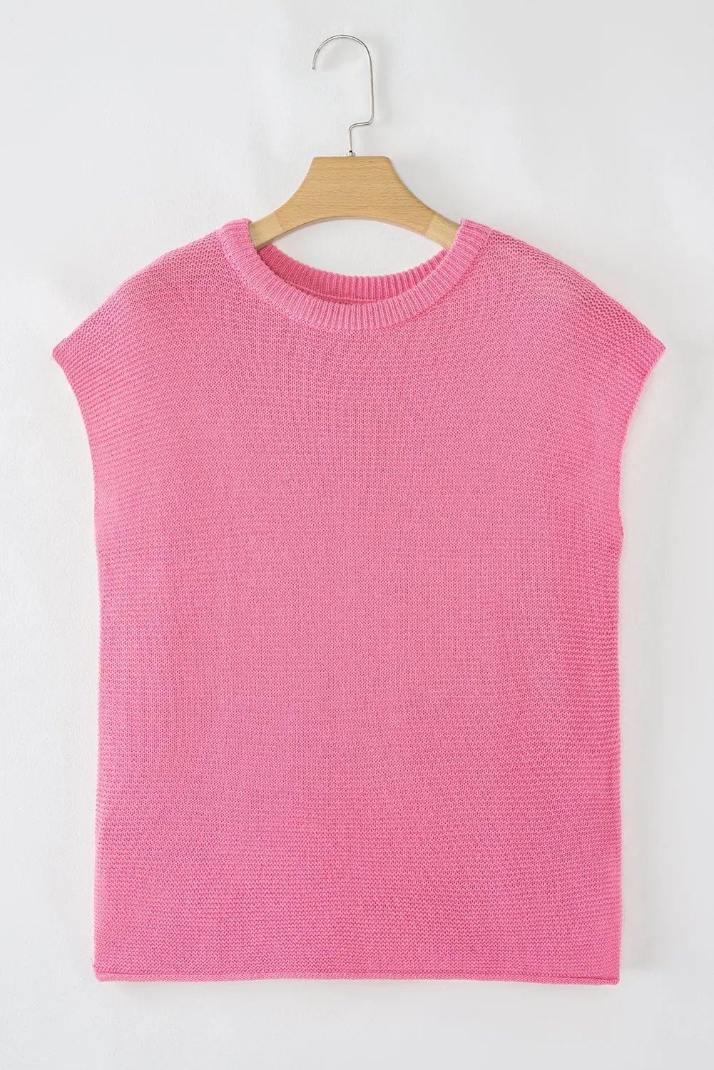 Women's Sweater Tee - Side Slits Short Sleeve - Casual Top