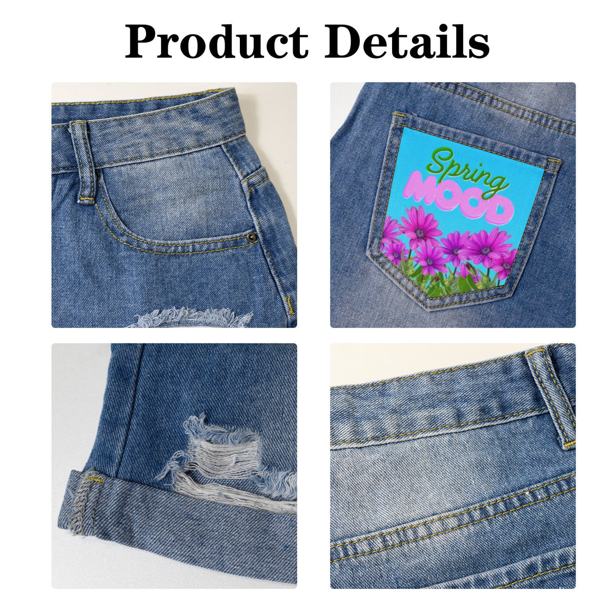 Spring Mood Light Blue Denim Shorts with Dual Pockets Design