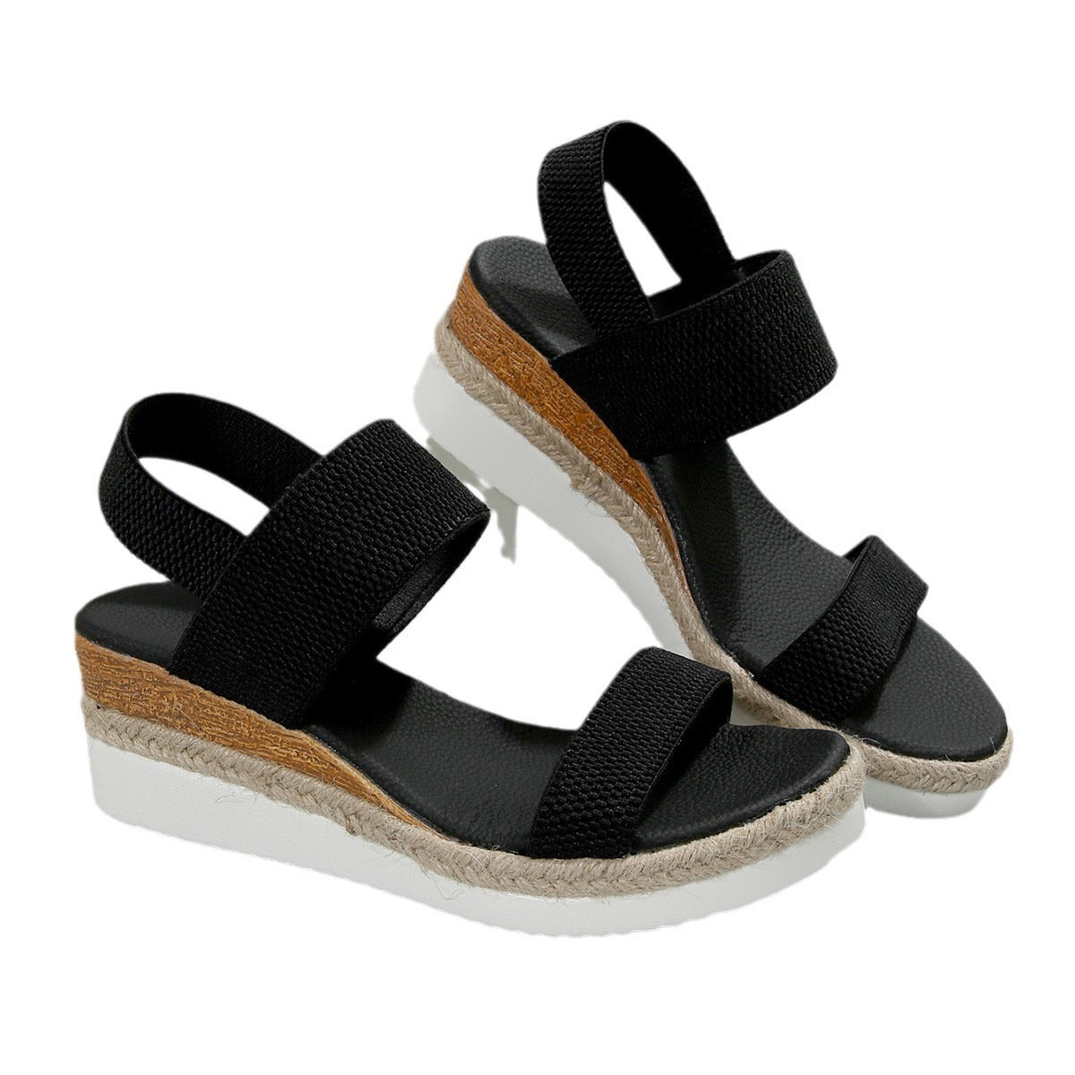 Peep Toe Plus Size Buckle Wedge Sandals