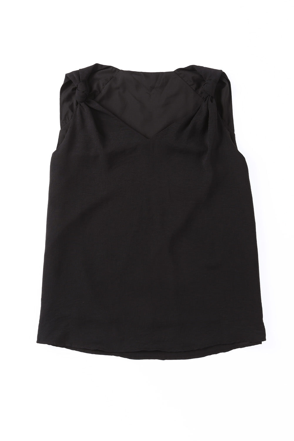 Apricot Plain V Neck Casual Knotted Shoulder Vest