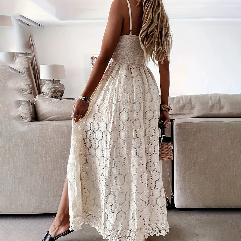 Mono de encaje elegante de verano para mujer - Romper sin mangas con cuello en V