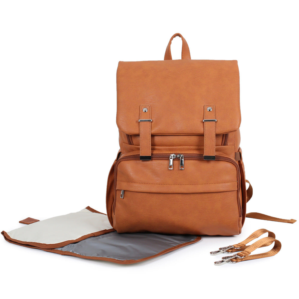 PU Leather Mummy Backpack for Mother and Baby