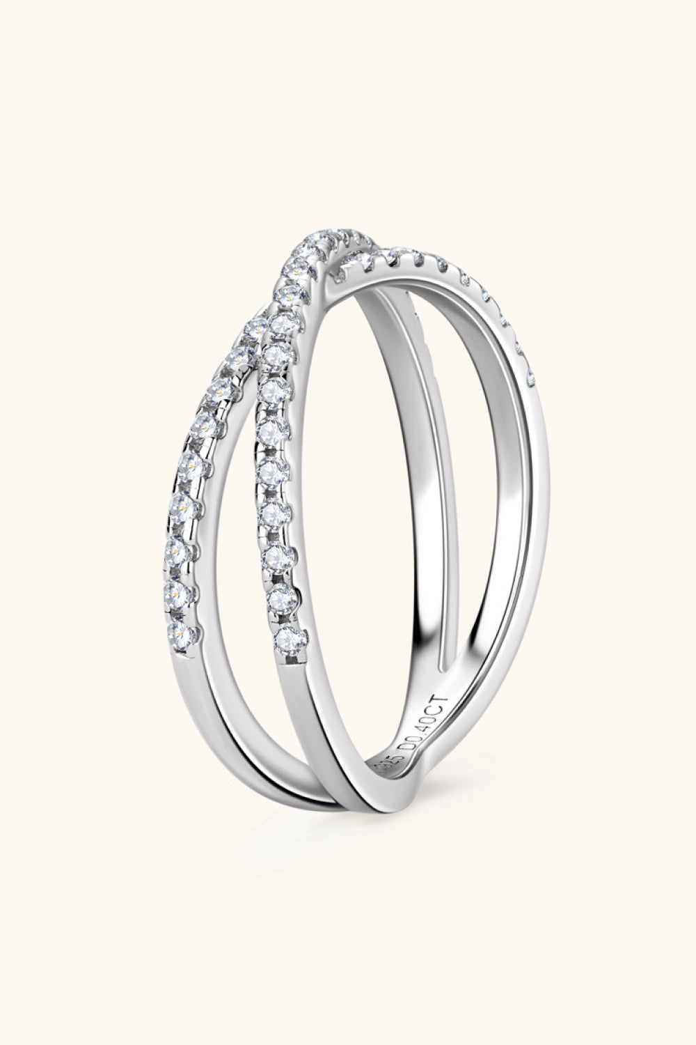 Anillo Moissanita Plata de Ley 925 Entrecruzado