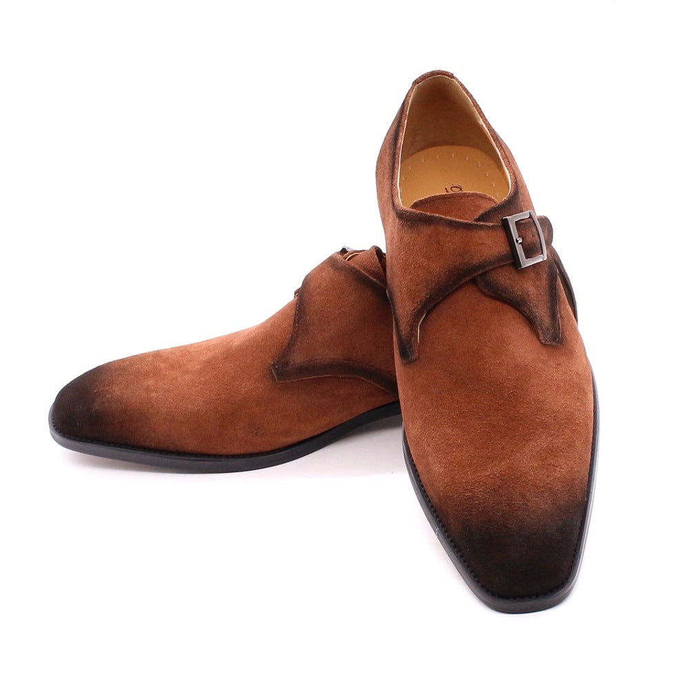 Men's Suede Handmade Monk Strap Shoes