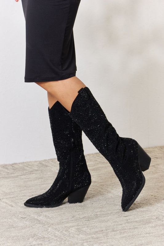 Botas vaqueras hasta la rodilla con pedrería Forever Link