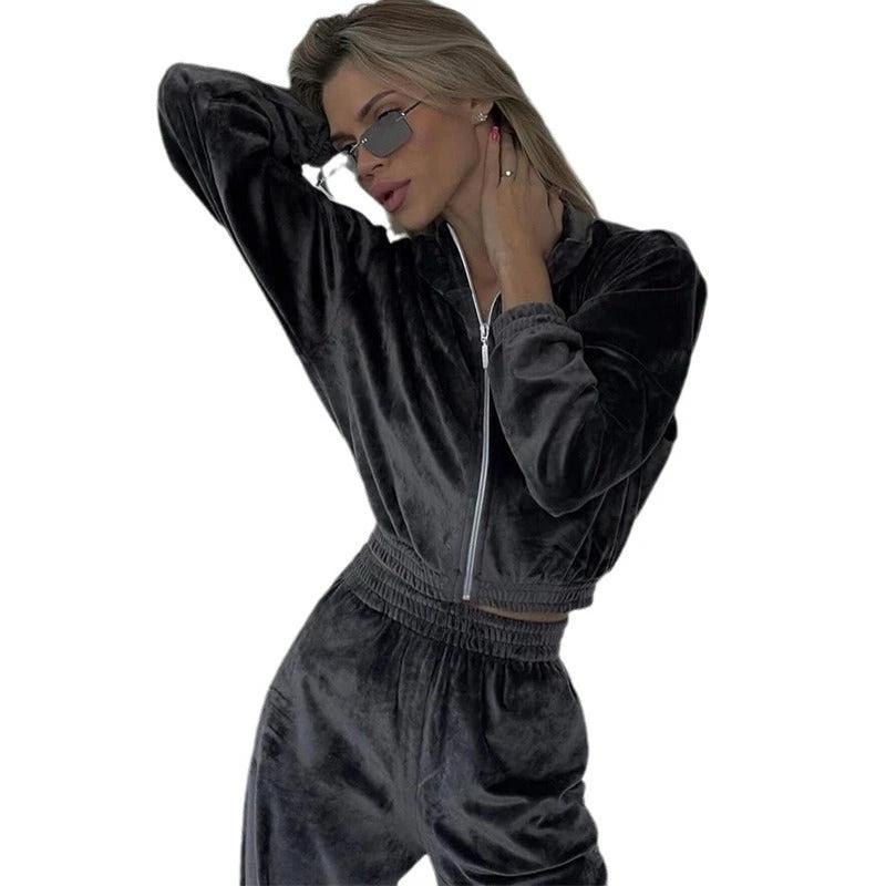 Women's Long-sleeved Lapel Zipper Cardigan Sweater