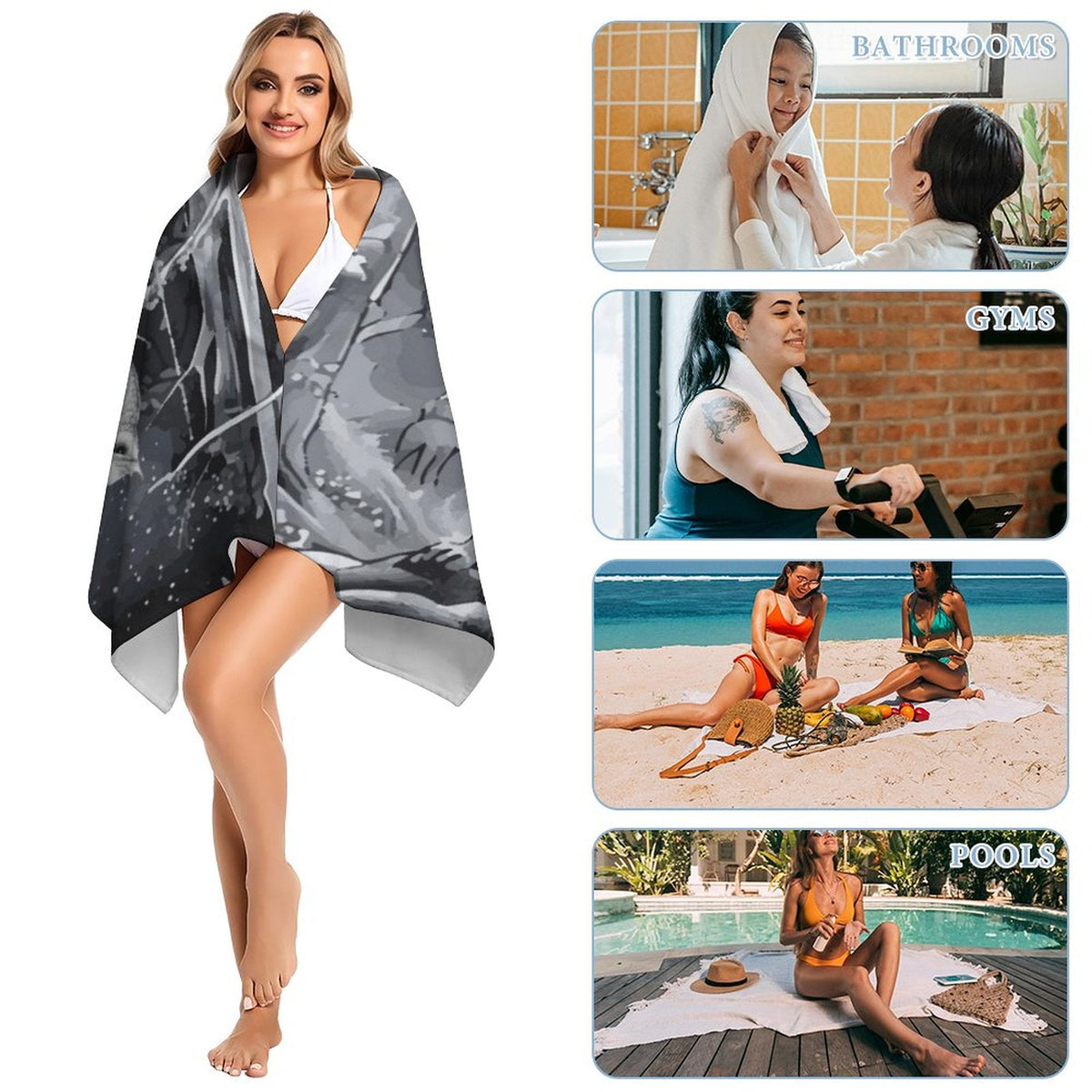 Ethereal Wolf in the Moonlight Bath Towel - 61.4" x 30.3"