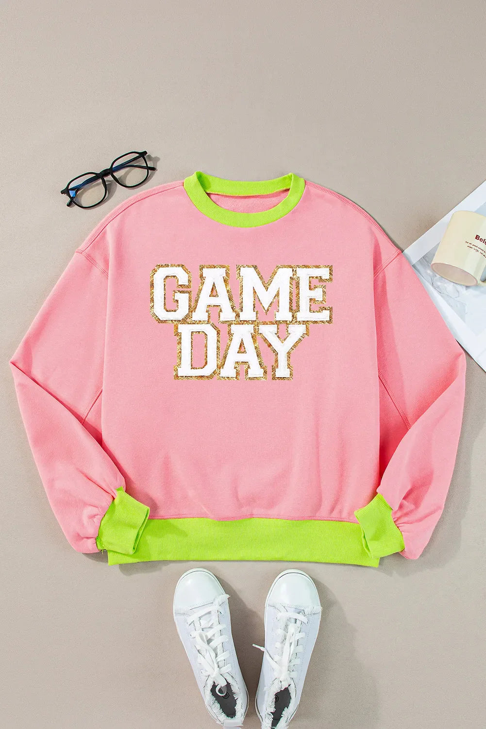 Sudadera de cuello redondo con manga larga y estampado de letras