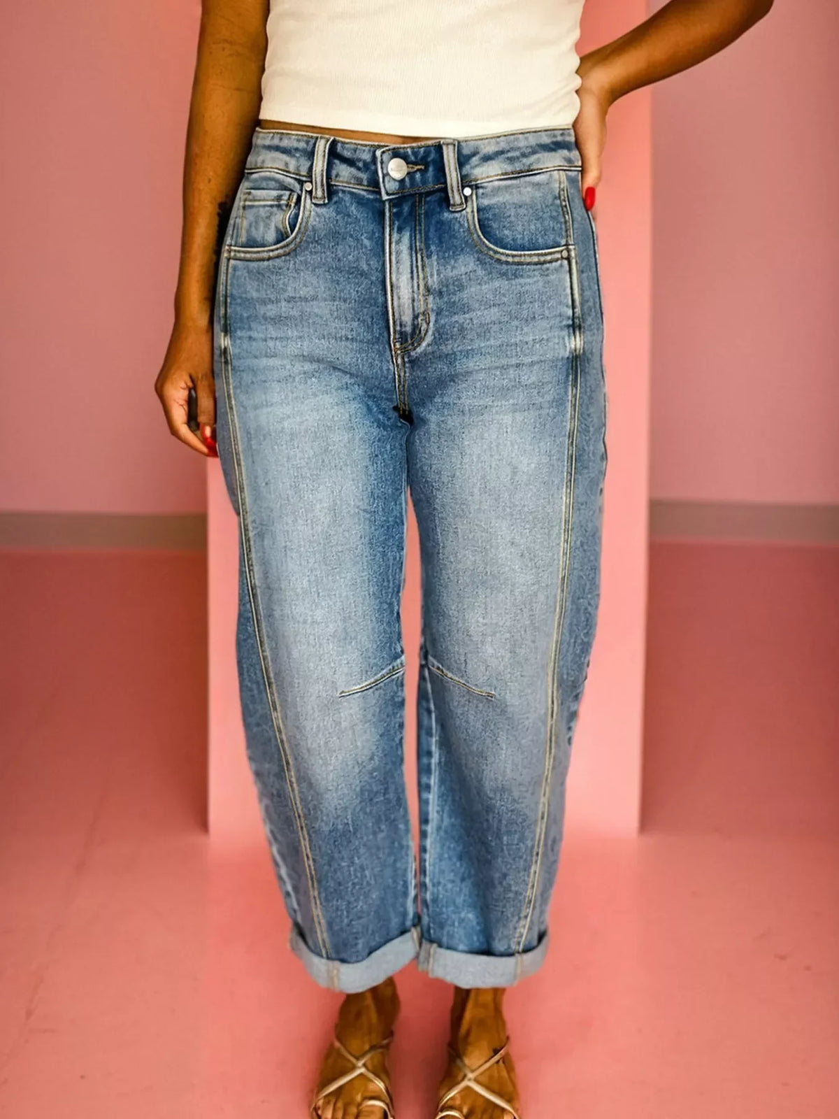 Vintage Washed Seam Detail Shift Jeans