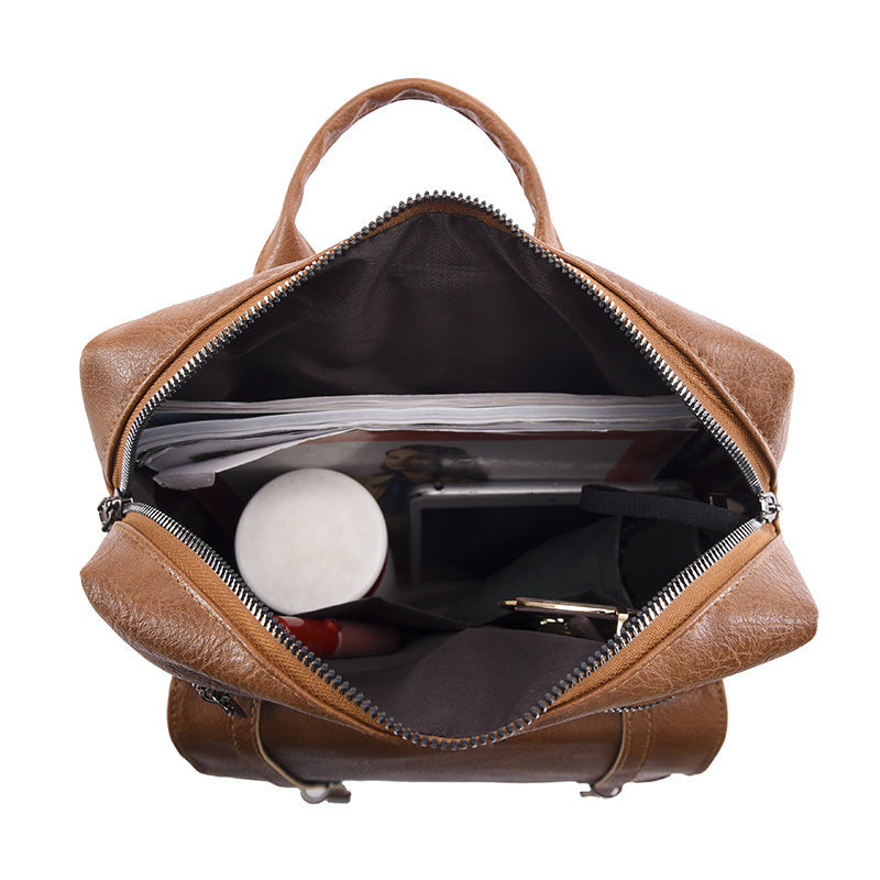Women's Retro Contrast Color PU Backpack