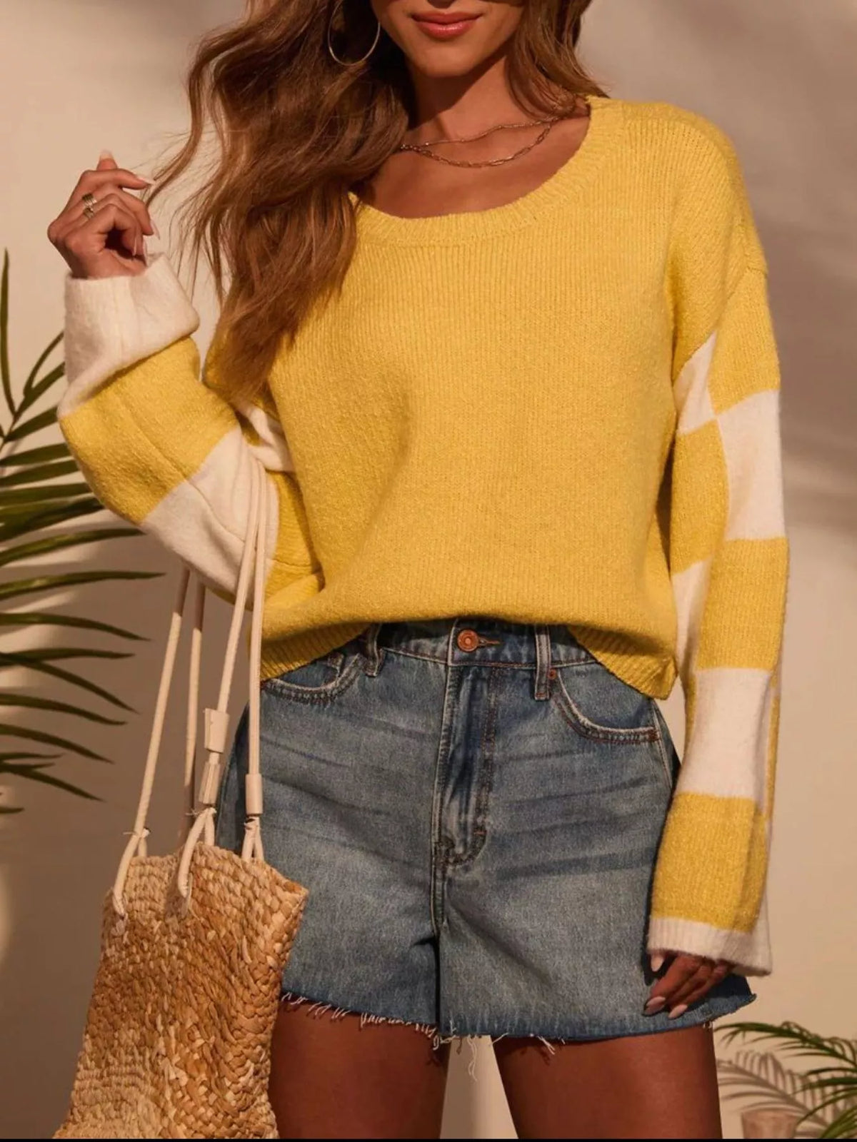 Color Block Long Sleeve Sweater