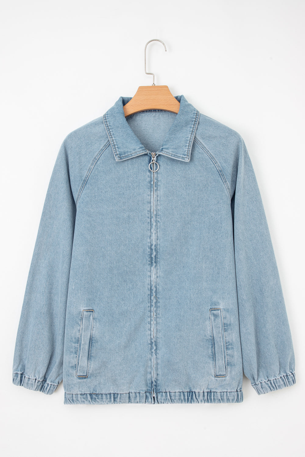 Chaqueta vaquera con cremallera, cuello y bajo elástico Myosotis
