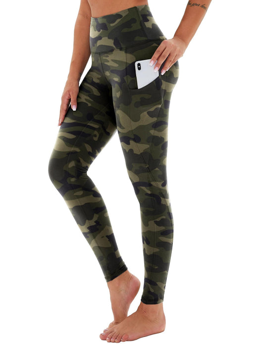 Pantalones de yoga capri de cintura alta con bolsillos diagonales