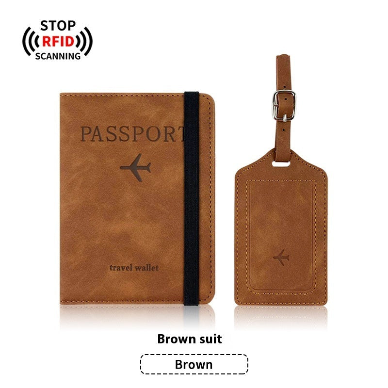 PU Leather Anti-magnetic Passport Holder Luggage Tag Suit