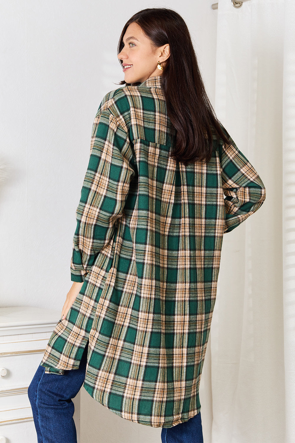 Camisa Mandy de manga larga con cuello de cuadros