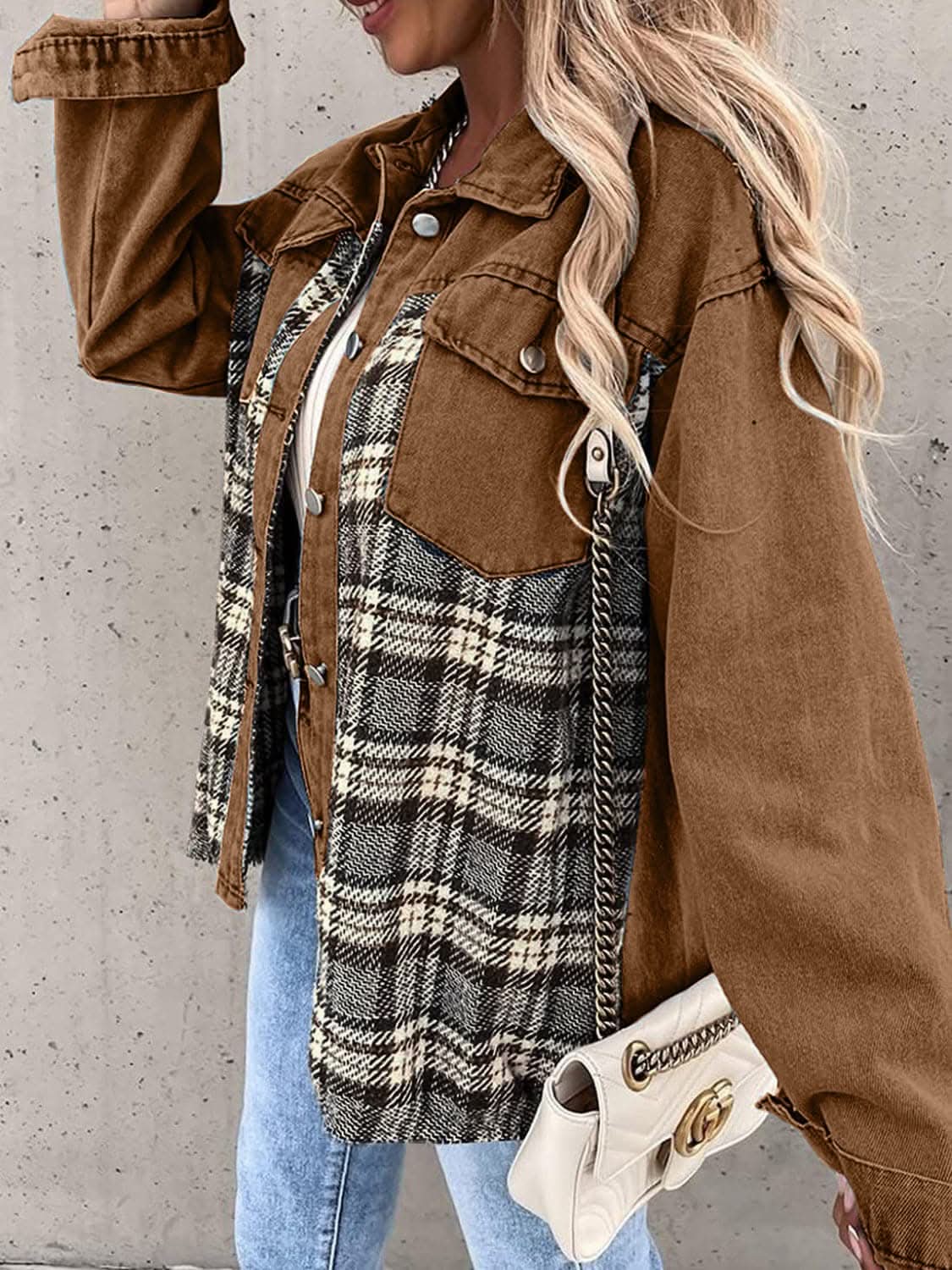 Trendsi Oversized Plaid Cotton Jacket — Casual Shacket Style