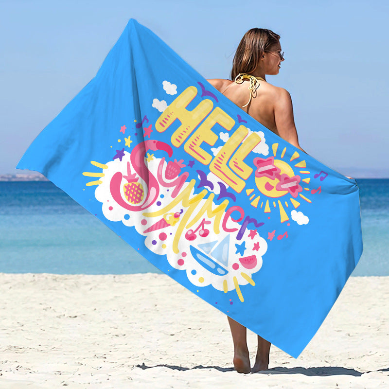 Printed Microfiber Quick-drying Beach Summer Sunscreen Shawl Double-sided Velvet Swimming Towel