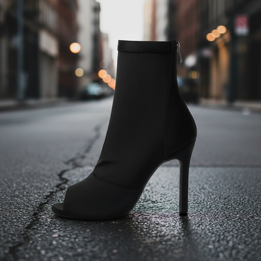 Botines Peep Toe de Aguja para Mujer | Botines de Tacón Alto con Punta Abierta