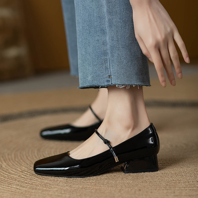 Women's Patent Square-Toe Heels