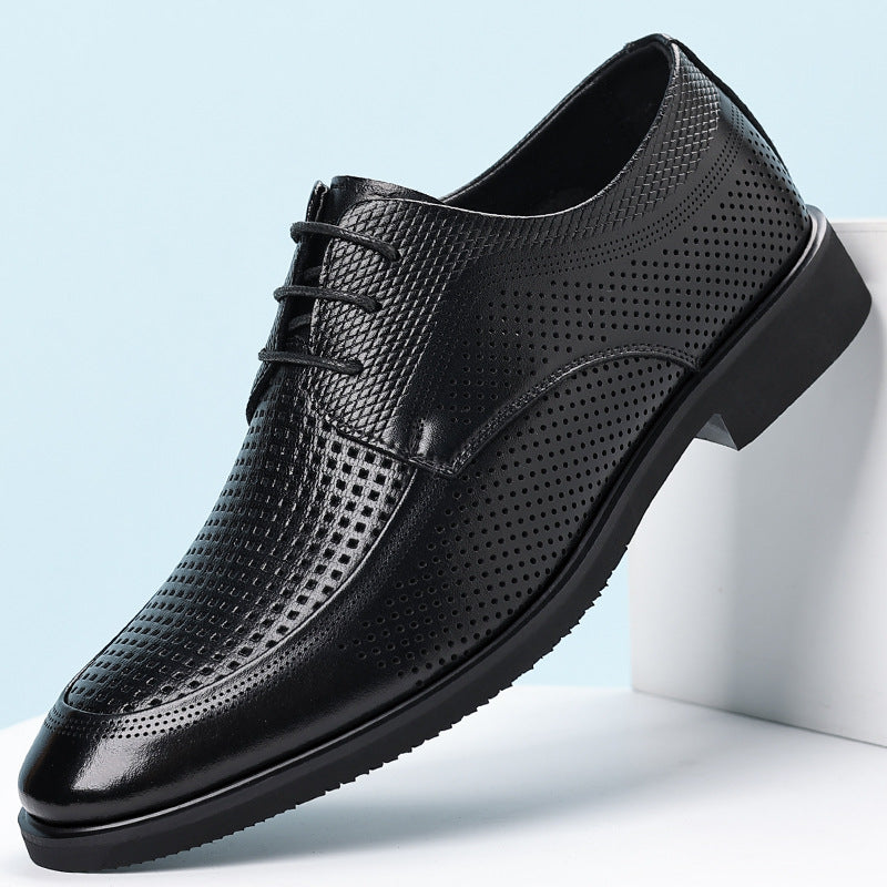 Leather Dress Shoes For Commuting With A Non-slip Round Toe