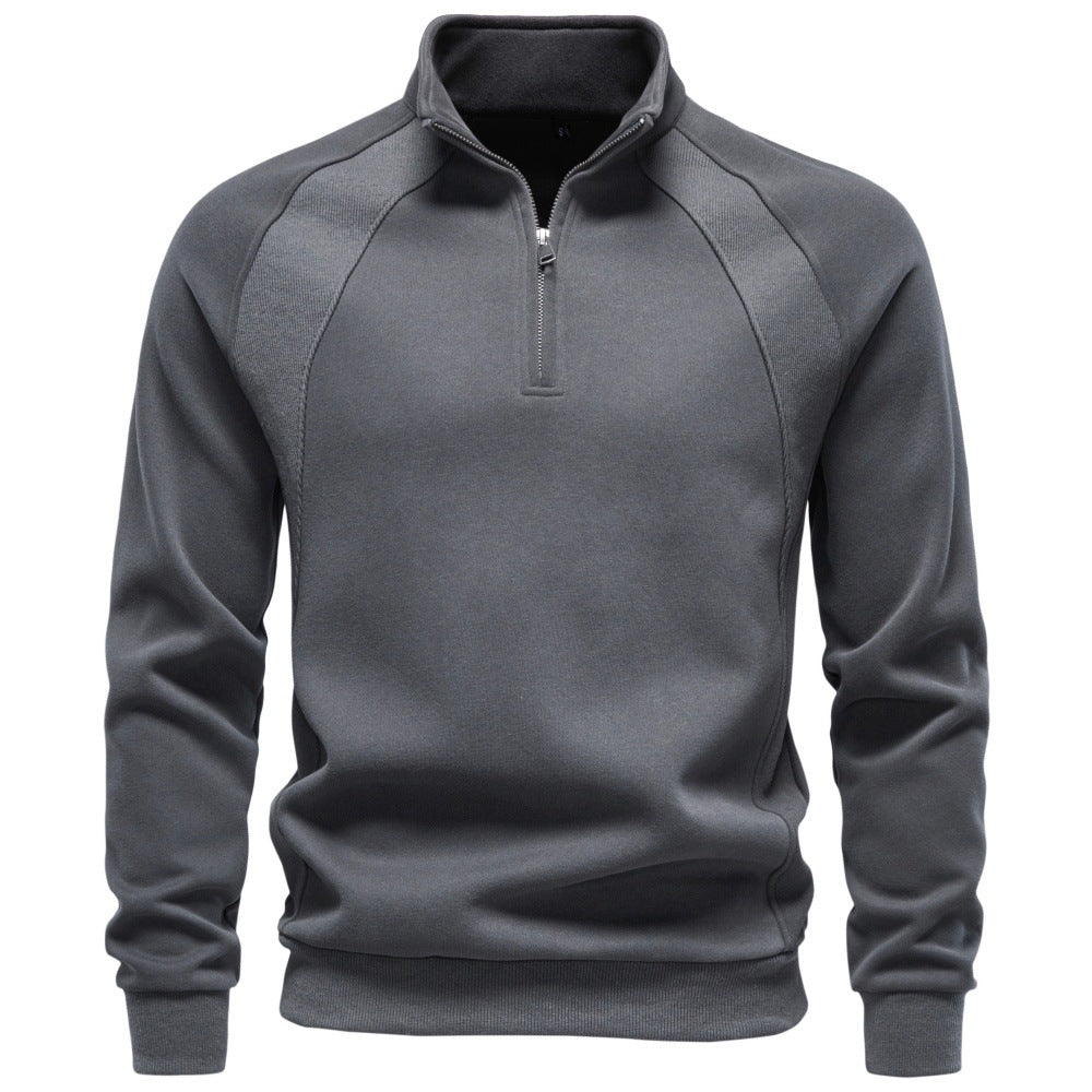2026 New Foreign Trade Men's Stand Collar Half-Zip Sweatshirt, Men's Casual Autumn Raglan Sleeve Sweatshirt For Cross-Border Sales