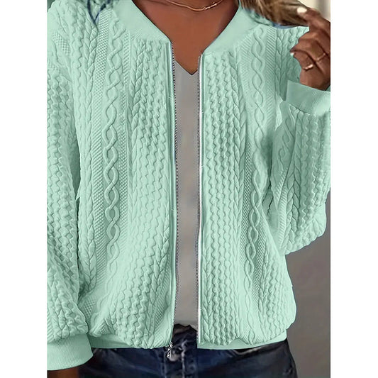 Chaquetas Bomber para Mujer Abrigos Jacquard Lindos Chaquetas Ligeras con Cremallera